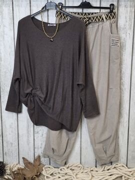 Bol Kesim Kadife Bol Pantolon Bej