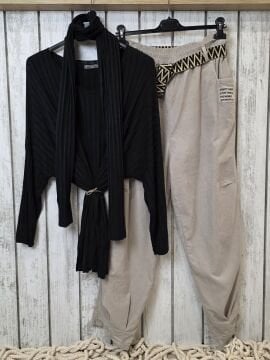 Bol Kesim Kadife Bol Pantolon Bej