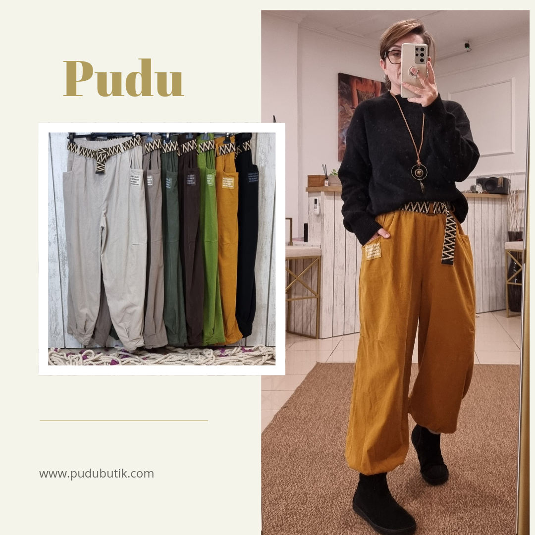 Paçası Biyeli Kadife Bol Pantolon Vizon