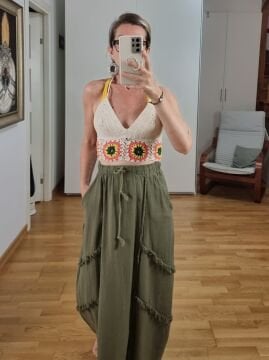 El Yapımı Otantik Triko Bralet Green