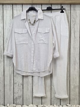 Beyaz Keten Gömlek