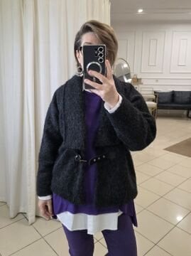 Siyah Keçe Kimono Ceket