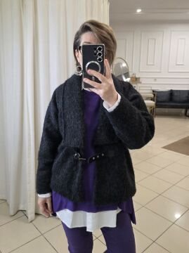 Siyah Keçe Kimono Ceket