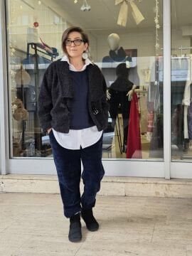 Siyah Keçe Kimono Ceket