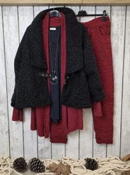 Siyah Keçe Kimono Ceket