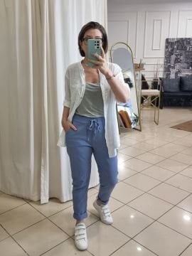 Havuç Kesim Likralı İtalyan Pantolon Bebe Mavi