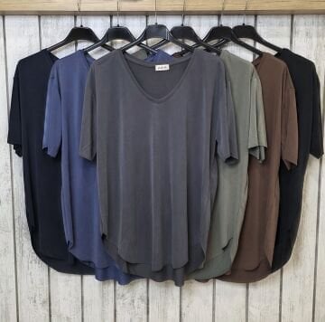 V Yaka Jarse Tişört Lacivert