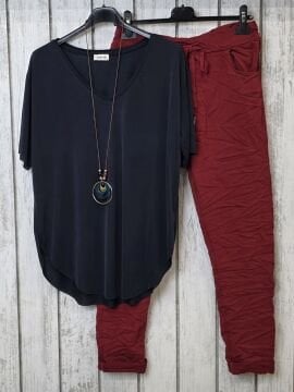 V Yaka Jarse Tişört Lacivert