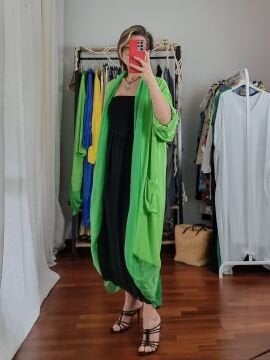 İtalyan İpek Kimono Yeşil