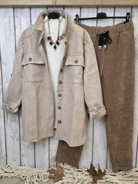 Bej Kaşe Gömlek Ceket