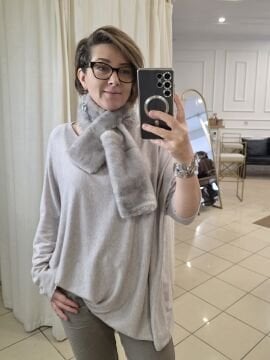 Kürk Boyunluk Vizon Gri