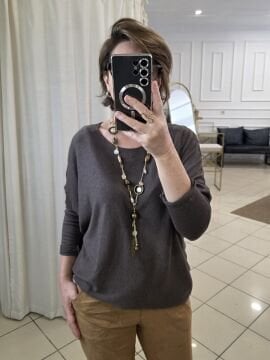 Özel Tasarım Gold Zincir Kahve Uzun Kolye