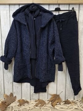 Lacivert Kısa Buklet Kaban İtalyan