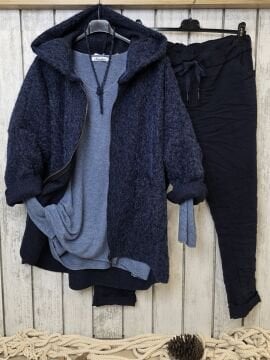 Lacivert Kısa Buklet Kaban İtalyan