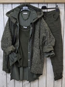 Haki Kısa Buklet Kaban İtalyan