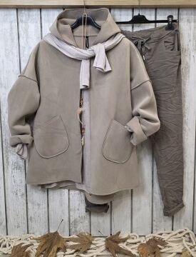 İtalyan Süet Kaban Bej