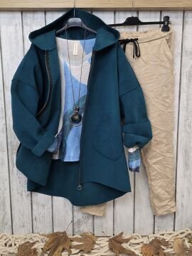 İtalyan Süet Kaban Petrol Mavi