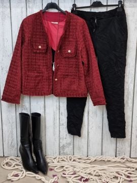 Kısa Tüvit Ceket Bordo