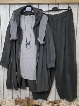 Pamuklu İtalyan Trençkot Antrasit