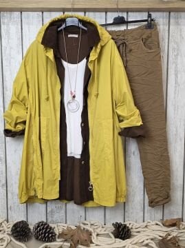 Pamuklu İnce İtalyan Trençkot Sarı