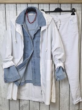 Pamuklu İtalyan Trençkot Beyaz