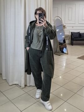 Kapüşonlu Uzun İtalyan Buklet Kaban Haki