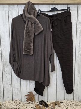 Oversize V Yaka Salaş İtalyan Kahverengi Kazak