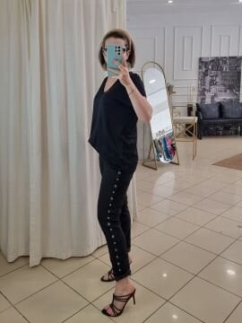 Zımbalı Likralı İtalyan Pantolon Siyah