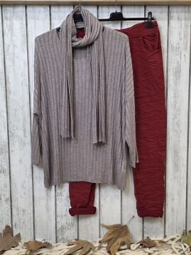 V Yaka İtalyan Triko Vizon