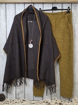 Likralı İtalyan Kadife Pantolon Hardal