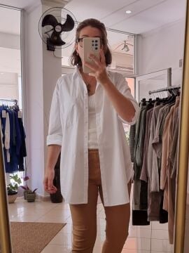 Beyaz Uzun Gömlek Tunik