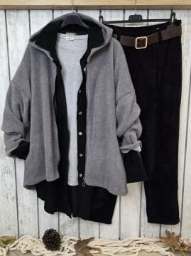 Büyük Beden İtalyan Hırka Ceket Gri