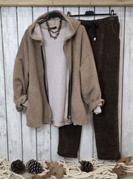 Büyük Beden İtalyan Hırka Ceket Camel