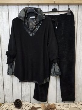 V Yaka İtalyan Kalın Kazak Siyah