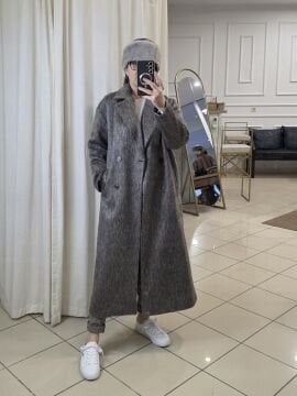 Tüylü Kaşe Vizon Kaban Manto