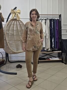 Likralı İtalyan Pantolon Koyu Camel