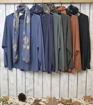 Fularlı İnce İtalyan Triko Bluz Haki