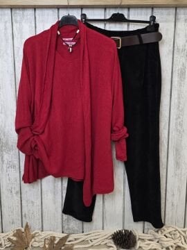 Kemerli Kadife Pantolon Siyah