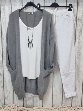 Yumuşak Tüylü Uzun Hırka Gri