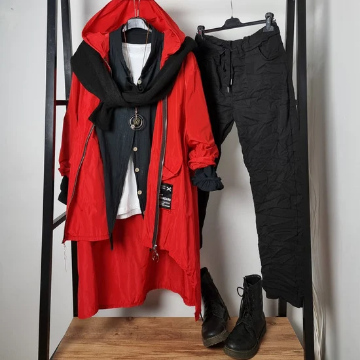 Oversize İtalyan Yağmurluk Kırmızı