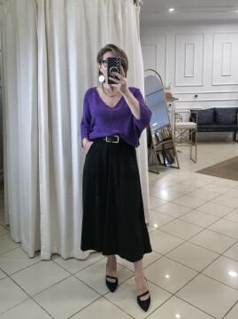 Kemerli Süet Siyah Etek