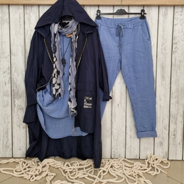 Oversize İtalyan Yağmurluk Lacivert