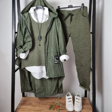 Oversize İtalyan Yağmurluk Haki