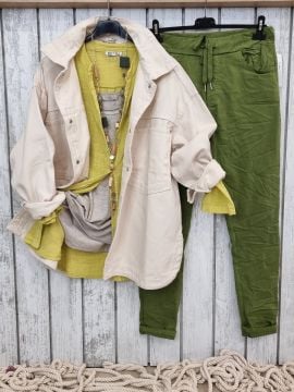 Oversize Pamuk Kot Ceket Ekru