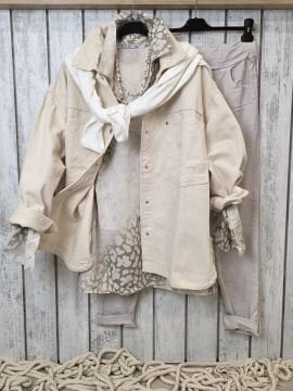 Oversize Pamuk Kot Ceket Ekru