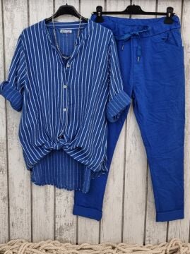 İtalyan Likralı Pantolon Mavi Cobalto