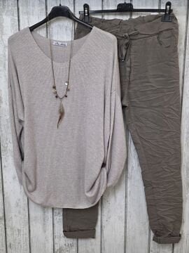 Petek Dokuma İtalyan Triko Taş Bej Kazak