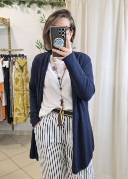 Lacivert Şal Yaka İtalyan Hırka