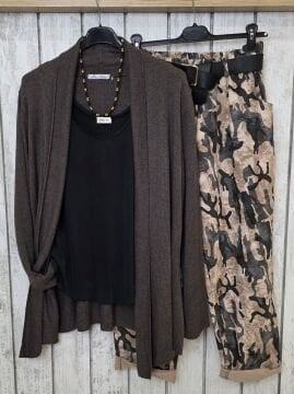 Kahverengi Şal Yaka İtalyan Hırka