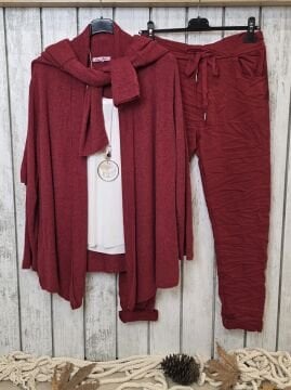 Bordo Şal Yaka İtalyan Hırka